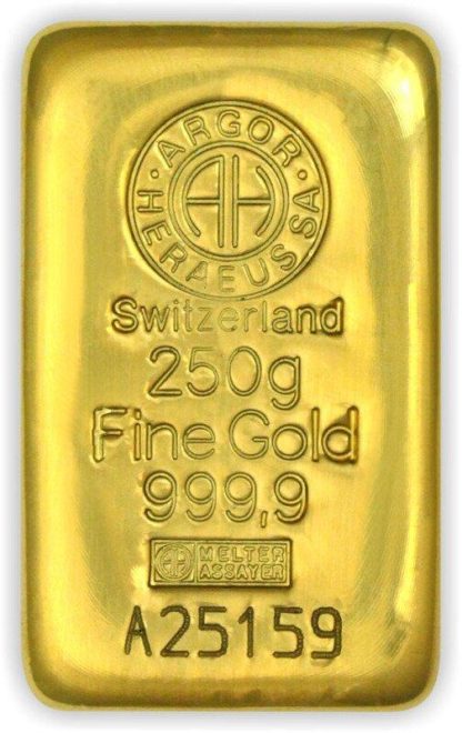 250g Gold Bar | Argor Heraeus | Casted(Back)