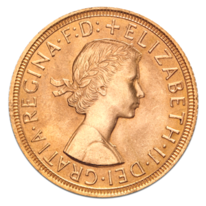 Full Sovereign Elizabeth, Gold, 1957- present(Front)