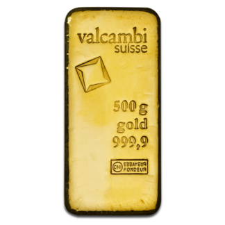 500g Gold Bar | Valcambi | Casted(Front)