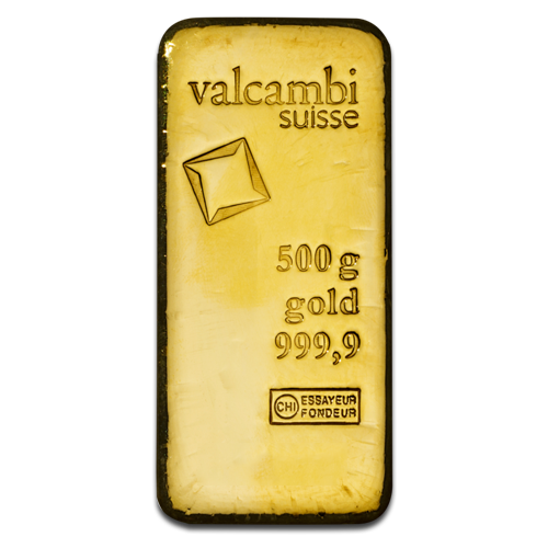 500g Gold Bar | Valcambi | Casted(Front)