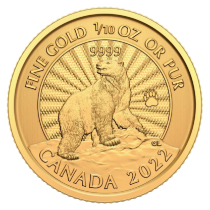 1/10 oz Majestic Polar Bear Gold Coin | 2022(Front)