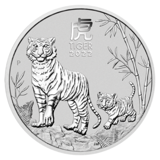 5 oz Lunar III Tiger Silver Coin | 2022(Front)