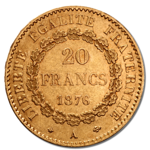 20 French Francs, Génie 3e république, 1871-1898, Gold(Back)