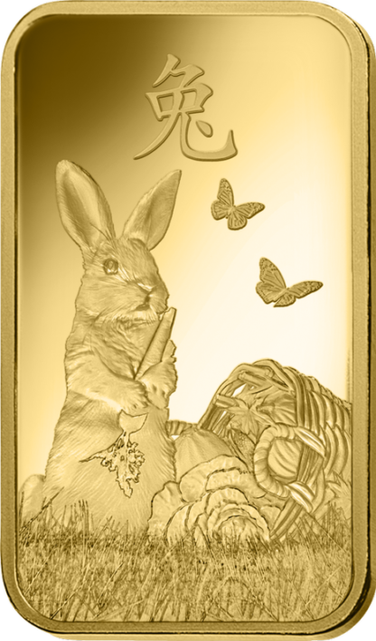 1 oz Lunar Rabbit Gold Bar | PAMP(Back)