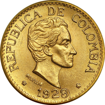 5 Pesos Colombia Simon Bolivar Gold Coin | 1919-1930(Back)