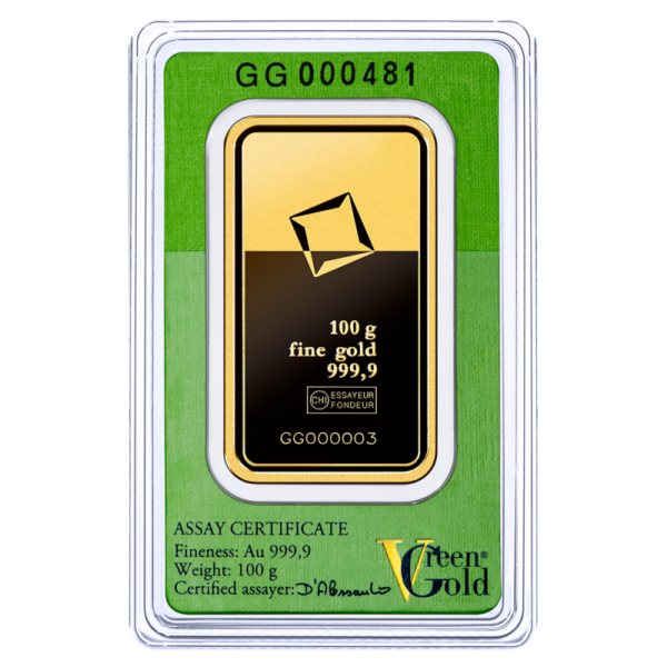 100g Gold Bar | Valcambi | Green Gold(Back)