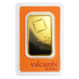 50g Gold Bar | Valcambi | Minted(Front)