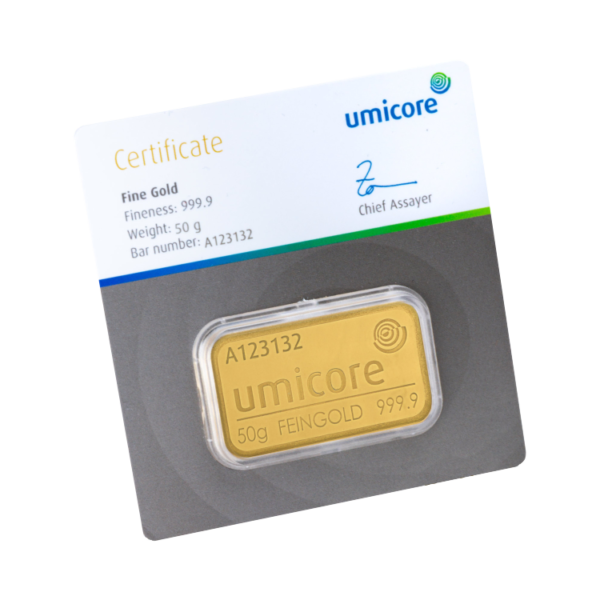 50g Gold Bar | Umicore(Front)