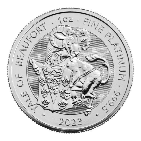 1 troy ounce platinum coin Tudor Beasts Yale of Beaufort 2023(Front)
