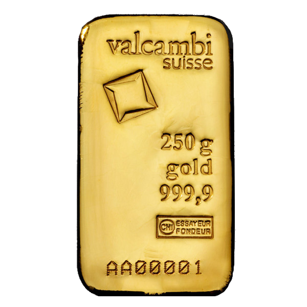250g Gold Bar | Casted | Valcambi(Front)