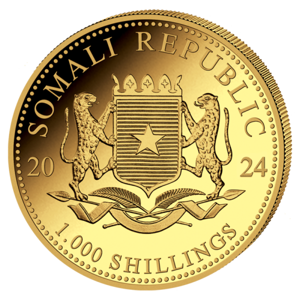 1 oz Somalia Elephant Gold Coin | 2024(Back)