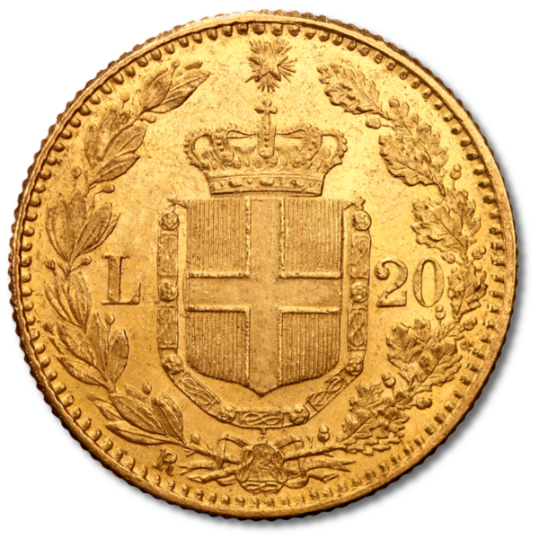 20 Italian Lira Umberto I | Gold | 1879-1897(Back)