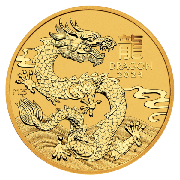 10 oz Lunar III Dragon | Gold | 2024(Front)